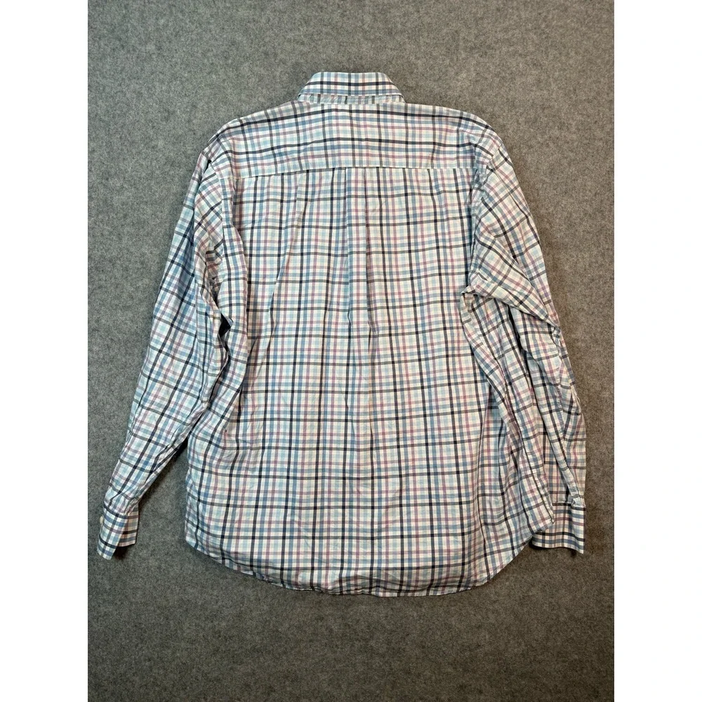 Peter Millar Mens XL Blue Purple Plaid Check Button Down Long Sleeve Shirt